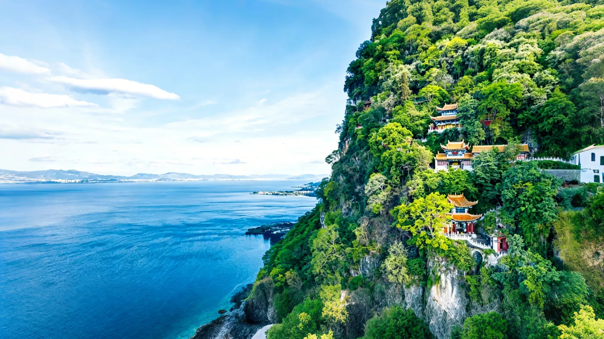 West Hill Dragon Gate · cliff temple above Dian Lake