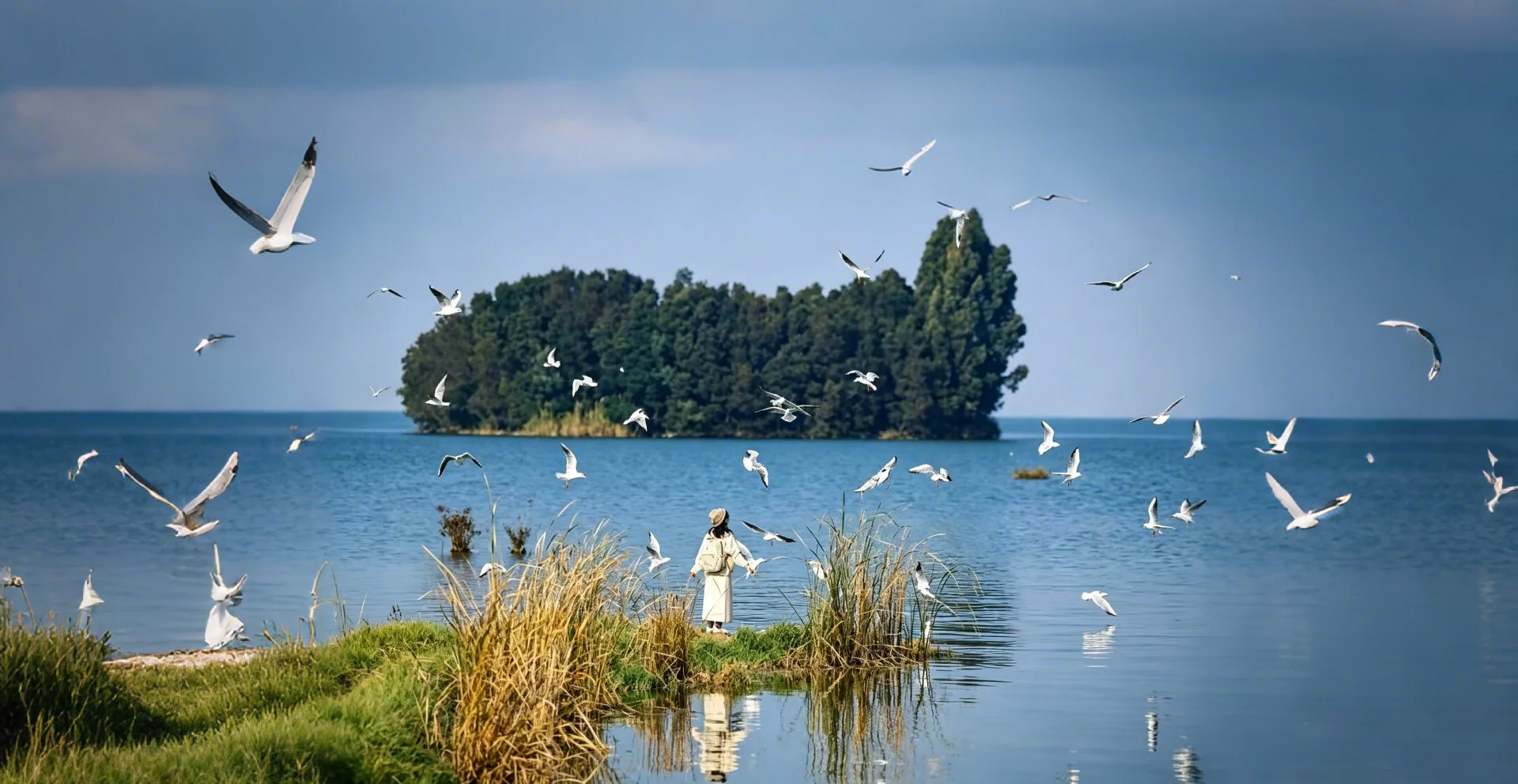 Whale Island · gulls and people