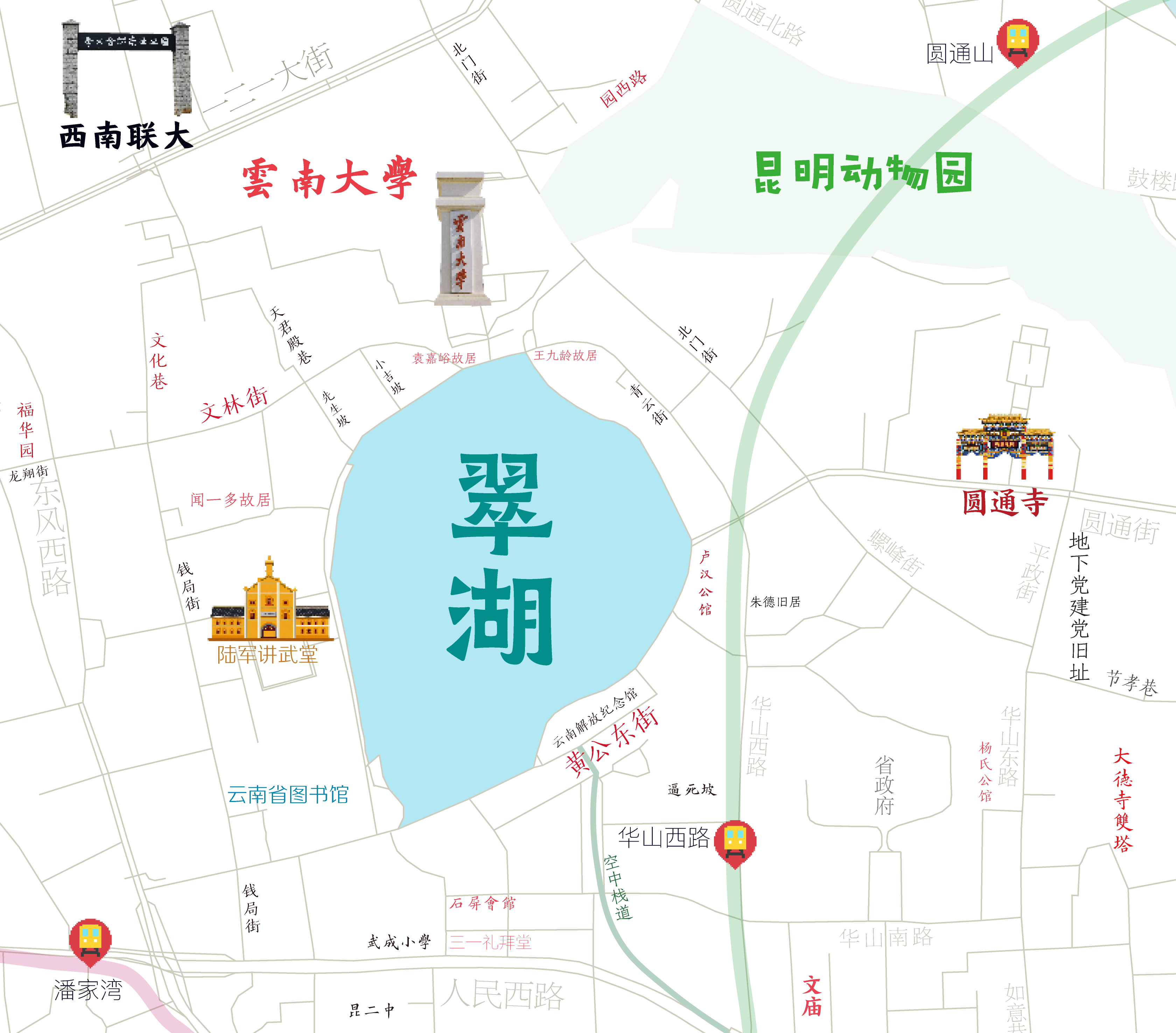 翠湖周边路线地图